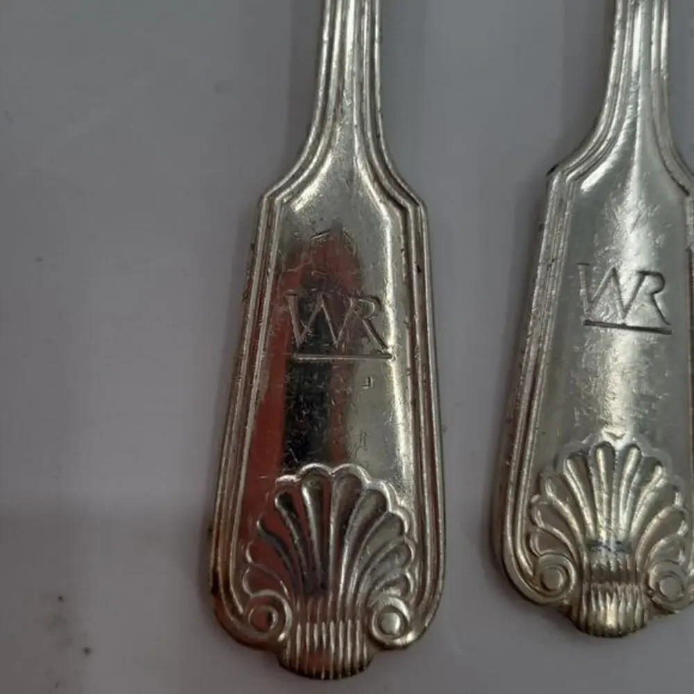 Sheffield England Antique Silver Plate Fiddle Thread and Shell set 6 Dinner Fork